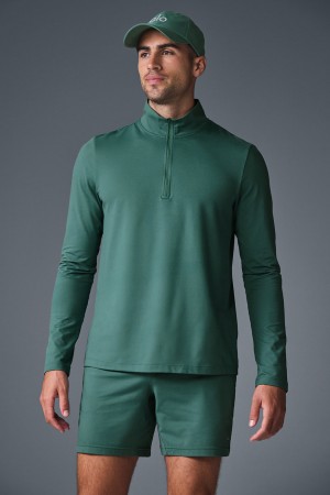 Alo Yoga Conquer 1/4 Zip Reform Long Sleeve Mikina Panske Tmavo Zelene | Alo Yoga Slovensko SK-JQCUWB409