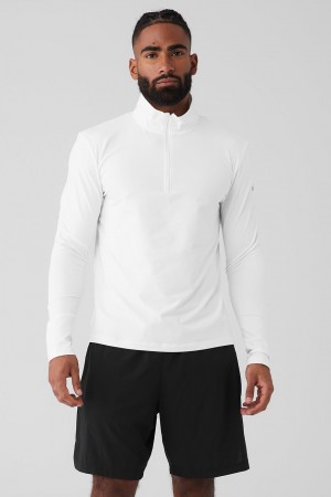 Alo Yoga Conquer 1/4 Zip Reform Long Sleeve Mikina Panske Biele | Alo Yoga Slovensko SK-VRMJNK453