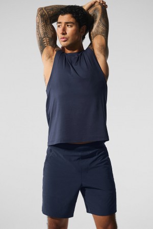 Alo Yoga Conquer Muscle Tielko Panske Námornícka Modrá | Alo Yoga Slovensko SK-AXDQSB530