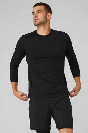 Alo Yoga Conquer Reform Crewneck Long Sleeve Mikina Panske Čierne | Alo Yoga Slovensko SK-DFGQBI632