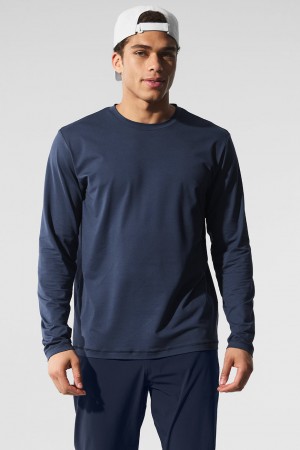 Alo Yoga Conquer Reform Crewneck Long Sleeve Mikina Panske Námornícka Modrá | Alo Yoga Slovensko SK-RGZOKM294