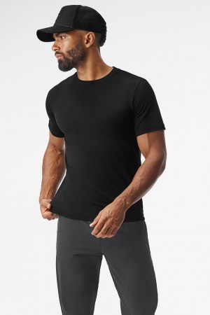 Alo Yoga Conquer Reform Crewneck Short Sleeve Tricko Panske Čierne | Alo Yoga Slovensko SK-VAEUSY078