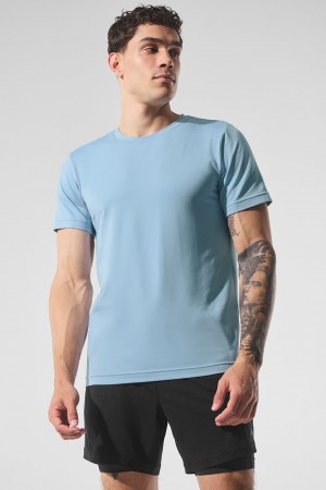 Alo Yoga Conquer Reform Crewneck Short Sleeve Tricko Panske Modre | Alo Yoga Slovensko SK-KOMRFZ564