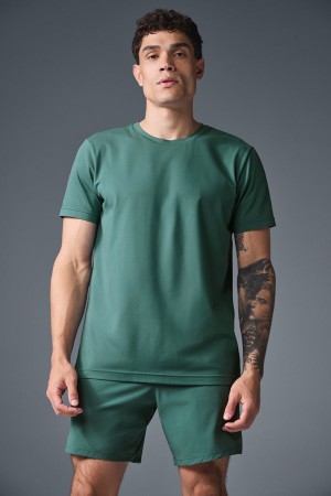 Alo Yoga Conquer Reform Crewneck Short Sleeve Tricko Panske Tmavo Zelene | Alo Yoga Slovensko SK-GBENDF876