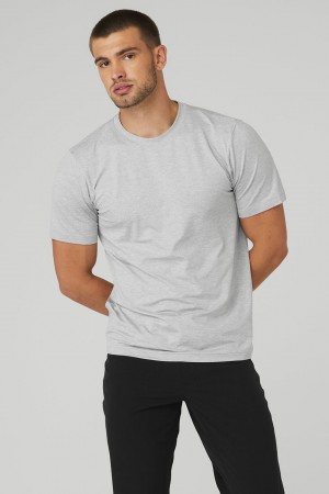Alo Yoga Conquer Reform Crewneck Short Sleeve Tricko Panske Siva | Alo Yoga Slovensko SK-LWIDUP460