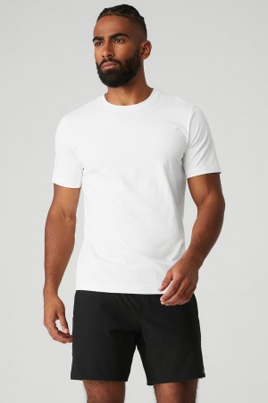 Alo Yoga Conquer Reform Crewneck Short Sleeve Tricko Panske Biele | Alo Yoga Slovensko SK-SJDEAC653