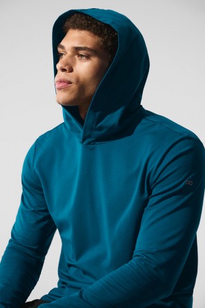Alo Yoga Conquer Reform Long Sleeve With Hood Mikina Panske Modre | Alo Yoga Slovensko SK-CVUXMJ415