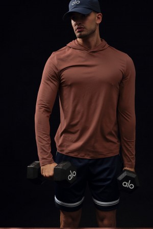 Alo Yoga Conquer Reform Long Sleeve With Hood Mikina Panske Hnede | Alo Yoga Slovensko SK-HPLGWB692