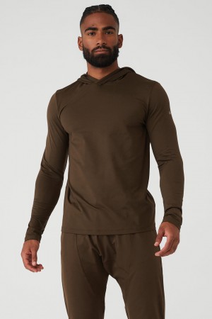 Alo Yoga Conquer Reform Long Sleeve With Hood Mikina Panske Hnede | Alo Yoga Slovensko SK-QBDFVP375