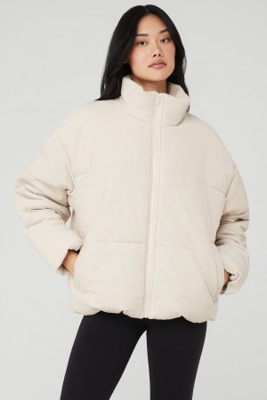 Alo Yoga Corduroy Stage Puffer Bunda Damske Béžové | Alo Yoga Slovensko SK-LHSTDZ769