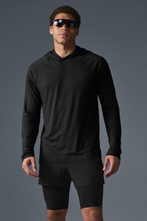 Alo Yoga Core Hooded Runner Mikina Panske Čierne | Alo Yoga Slovensko SK-IESYNW684