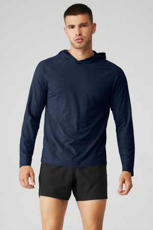 Alo Yoga Core Hooded Runner Mikina Panske Námornícka Modrá | Alo Yoga Slovensko SK-JFHAEQ357