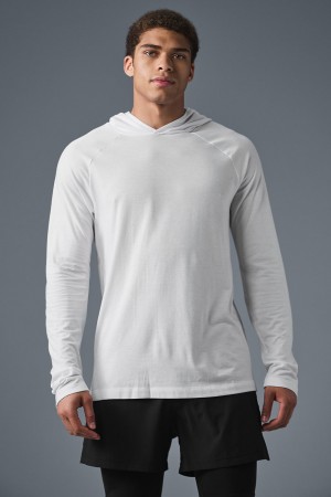 Alo Yoga Core Hooded Runner Mikina Panske Biele | Alo Yoga Slovensko SK-WFQUJI693