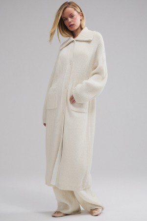 Alo Yoga Courchevel Cashmere Long Kardigan Damske Biele | Alo Yoga Slovensko SK-BUPJOZ948