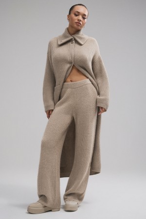 Alo Yoga Courchevel Cashmere Long Kardigan Damske Flax Heather | Alo Yoga Slovensko SK-KJDHGM584