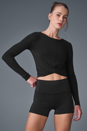 Alo Yoga Cover Long Sleeve Topy Damske Čierne | Alo Yoga Slovensko SK-THIRNY842