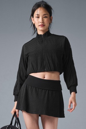Alo Yoga Cropped Doubles Only Full Zip Bunda Damske Čierne | Alo Yoga Slovensko SK-RDQOFA745