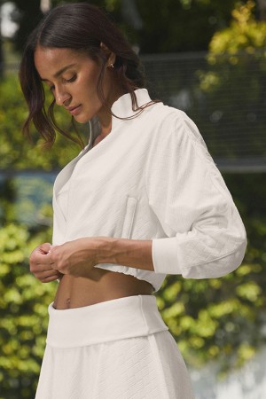 Alo Yoga Cropped Doubles Only Full Zip Bunda Damske Biele | Alo Yoga Slovensko SK-CEQNRF197