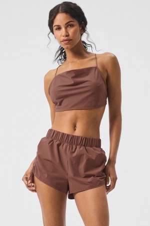 Alo Yoga Cropped Megastar Tielko Damske Hnede | Alo Yoga Slovensko SK-ABCJUI901
