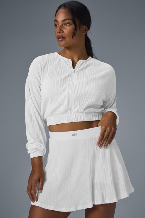 Alo Yoga Cropped Micro Plisse Bunda Damske Biele | Alo Yoga Slovensko SK-MFQJYB704