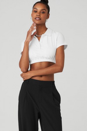 Alo Yoga Cropped Prestige Polo Topy Damske Biele | Alo Yoga Slovensko SK-EOQSTJ478