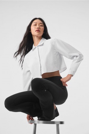 Alo Yoga Cropped Take Me Out Button Up Topy Damske Biele | Alo Yoga Slovensko SK-GEIBFQ897