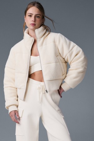 Alo Yoga Darling Sweater Puffer Bunda Damske Biele | Alo Yoga Slovensko SK-GSREKY607
