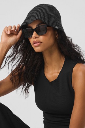 Alo Yoga Denim Knit Cloche Klobuk Čierne Tmavo Siva | Alo Yoga Slovensko SK-QGRIMX469