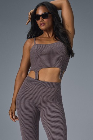 Alo Yoga Denim Knit Garter Tielko Damske Čierne | Alo Yoga Slovensko SK-USARWL619