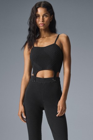 Alo Yoga Denim Knit Garter Tielko Damske Čierne Tmavo Siva | Alo Yoga Slovensko SK-CVOGYP309