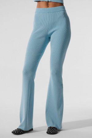 Alo Yoga Denim Knit High-Waist Flare Nohavice Damske Modre Tmavo Modre | Alo Yoga Slovensko SK-PBLOHF372