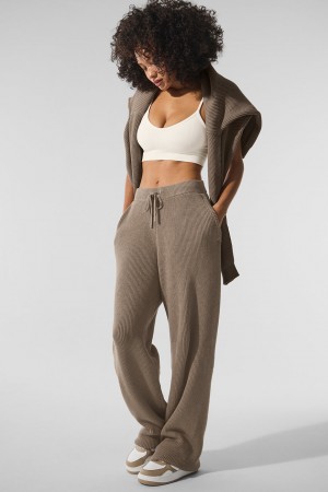 Alo Yoga Domain Rib Knit Teplakove Nohavice Damske Gravel | Alo Yoga Slovensko SK-SFIYZE257