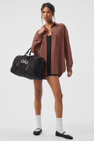 Alo Yoga Dreamscape Button Down Long Sleeve Topy Damske Hnede | Alo Yoga Slovensko SK-PHQJEO921