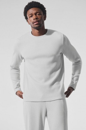 Alo Yoga Elevate Waffle Long Sleeve Crew Mikina Panske Siva | Alo Yoga Slovensko SK-UYRPEV685