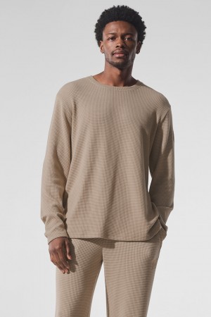Alo Yoga Elevate Waffle Long Sleeve Crew Mikina Panske Gravel | Alo Yoga Slovensko SK-EWAYFD289