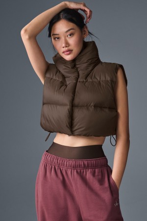 Alo Yoga Extreme Cropped Gold Rush Puffer Vesta Damske Hnede | Alo Yoga Slovensko SK-PEWYVO025