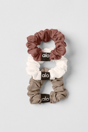 Alo Yoga Fresh Mini Scrunchie 3-Pack Vlasové Doplnky Hnede Biele | Alo Yoga Slovensko SK-FQABTX361