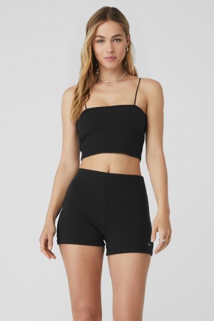 Alo Yoga Goddess Ribbed Bandeau Topy Damske Čierne | Alo Yoga Slovensko SK-UWTDSN297