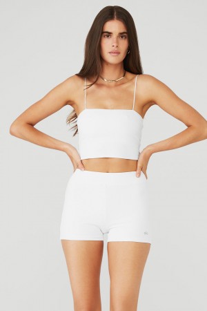 Alo Yoga Goddess Ribbed Bandeau Topy Damske Biele | Alo Yoga Slovensko SK-YAOWMN230