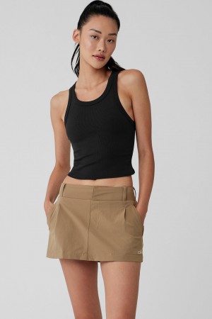 Alo Yoga Goddess Ribbed Go-To Tielko Damske Čierne | Alo Yoga Slovensko SK-ZADWBT192