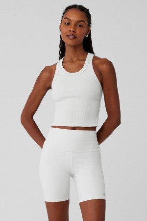 Alo Yoga Goddess Ribbed Go-To Tielko Damske Biele | Alo Yoga Slovensko SK-CIFXTP802
