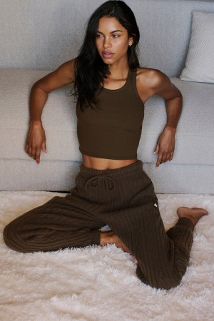 Alo Yoga Goddess Ribbed Go-To Tielko Damske Hnede | Alo Yoga Slovensko SK-JENTUB340