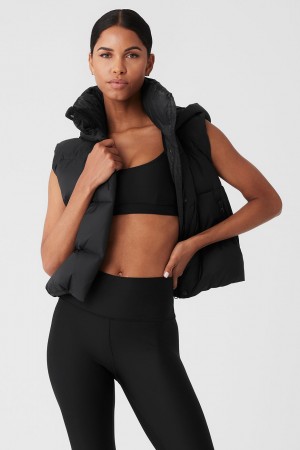 Alo Yoga Gold Rush Puffer Vesta Damske Čierne | Alo Yoga Slovensko SK-ALMYNK967