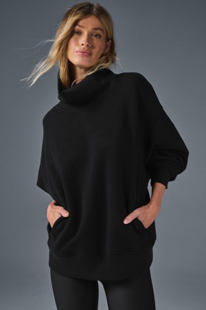 Alo Yoga Hazy Mock Neck Pulover Damske Čierne | Alo Yoga Slovensko SK-YSTXKE589
