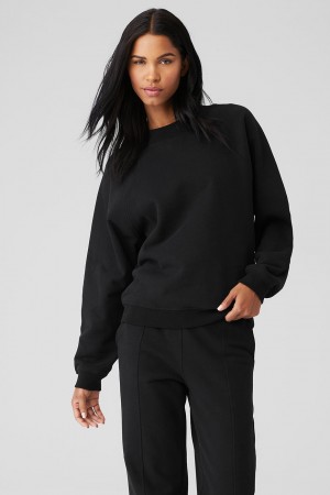 Alo Yoga Heavy Weight Free Time Crew Neck Pulover Damske Čierne | Alo Yoga Slovensko SK-JLGZNU421