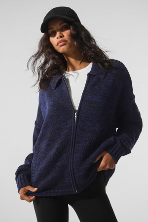 Alo Yoga Heritage Full Zip Sveter Damske Námornícka Modrá Viacfarebný | Alo Yoga Slovensko SK-GMVRNE241