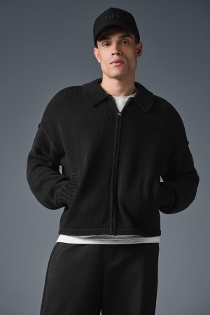 Alo Yoga Heritage Full Zip Sweater Bunda Panske Čierne | Alo Yoga Slovensko SK-NWZODH290