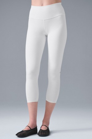Alo Yoga High-Waist Airbrush Capri Leginy Damske Biele | Alo Yoga Slovensko SK-WRMYBX963