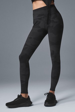 Alo Yoga High-Waist Camo Vapor Leginy Damske Čierne | Alo Yoga Slovensko SK-LPIGBF209