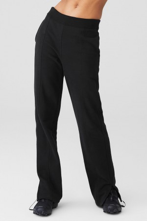 Alo Yoga High-Waist Free Time Straight Leg Teplakove Nohavice Damske Čierne | Alo Yoga Slovensko SK-MPRZIF921
